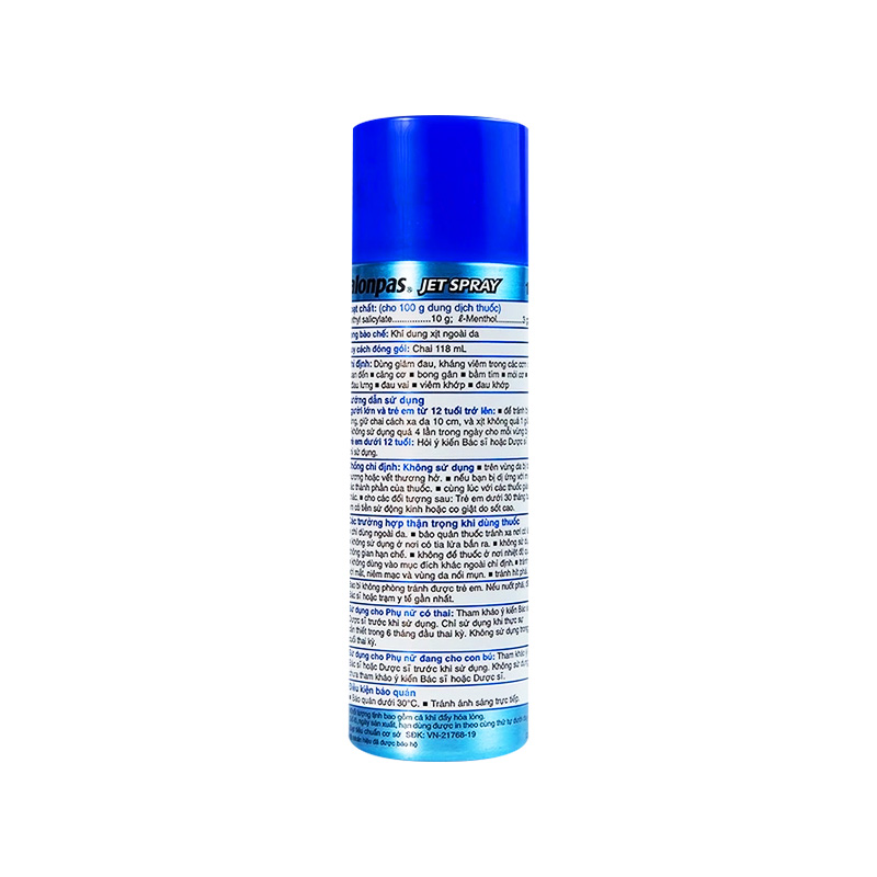 Xịt giảm đau Salonpas Jet Spray giảm đau, kháng viêm do căng cơ, bong gân (chai 118ml)