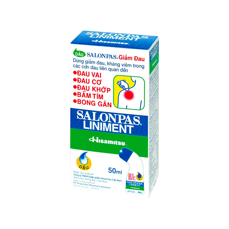 Dầu Salonpas Liniment giảm đau đau vai, đau cơ, bầm tím (hộp 1 chai x 50ml)