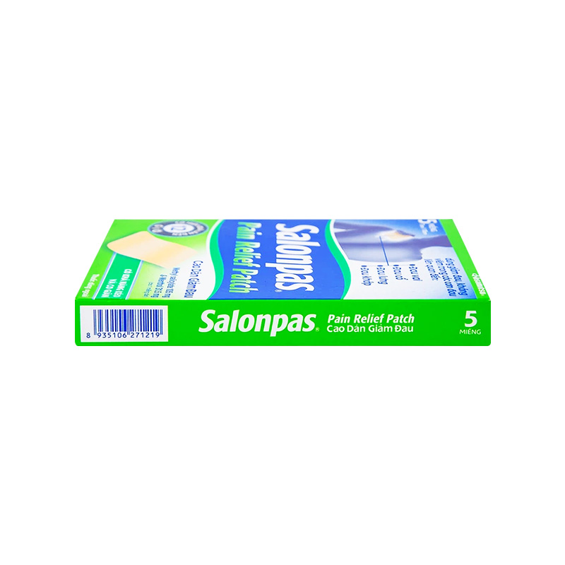 Cao dán giảm đau Salonpas Pain Relief Patch giả đau vai, đau cổ (hộp 5 miếng-7cm x 10 cm)