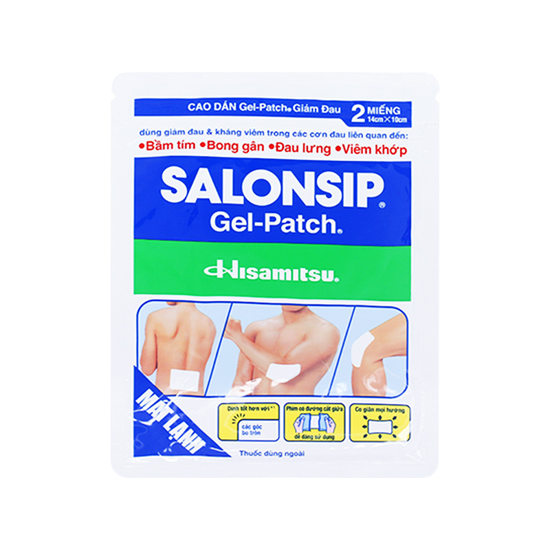 Cao dán Salonsip Gel - Patch giảm đau, kháng viêm cơ khớp (hộp 10 gói x 2 miếng)