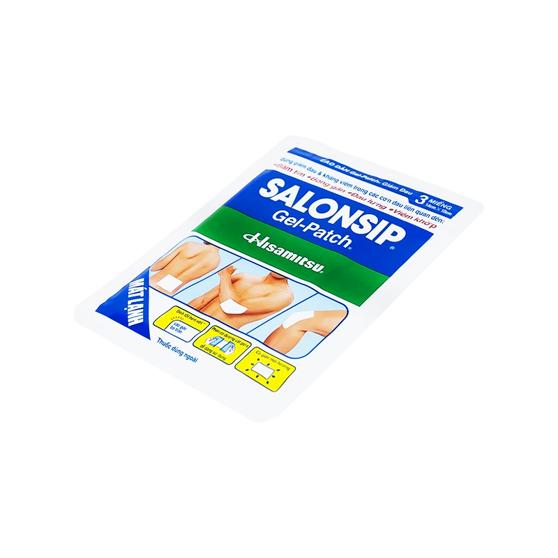 Cao dán Salonsip Gel - Patch giảm đau, kháng viêm cơ khớp (hộp 8 gói x 3 miếng)