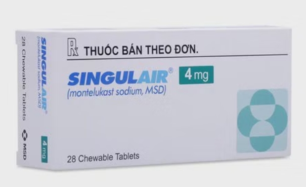 Thuốc Singulair 4mg dự phòng và điều trị hen phế quản mạn tính (hộp 4 vỉ x 7 viên)