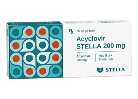 Thuốc Acyclovir Stella 200mg điều trị nhiễm Herpes simplex, Varicella zoster (5 vỉ x 5 viên)
