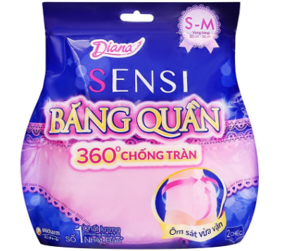 Băng vệ sinh ban đêm dạng quần Diana Super Night Size S-M (gói 2 chiếc)