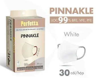 Khẩu trang Perfetta Pinnakle 3 lớp màu trắng (hộp 30 cái)