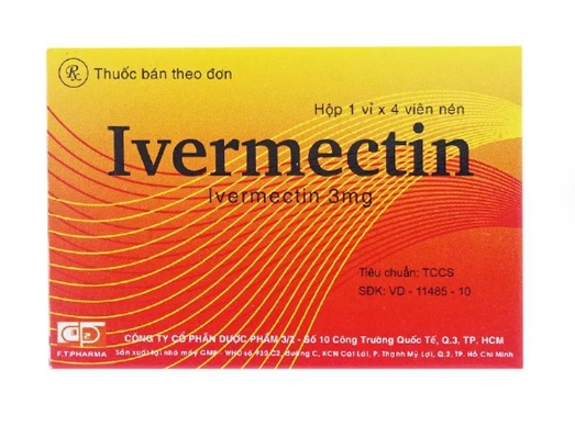 Thuốc Ivermectin 3 Dược 3/2 điều trị nhiễm giun (hộp 1 vỉ x 4 viên)