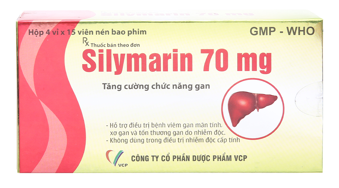 Viên nén Silymarin VCP 70mg hỗ trợ điều trị bệnh viêm gan mãn tính, xơ gan (hộp 4 vỉ x 15 viên)