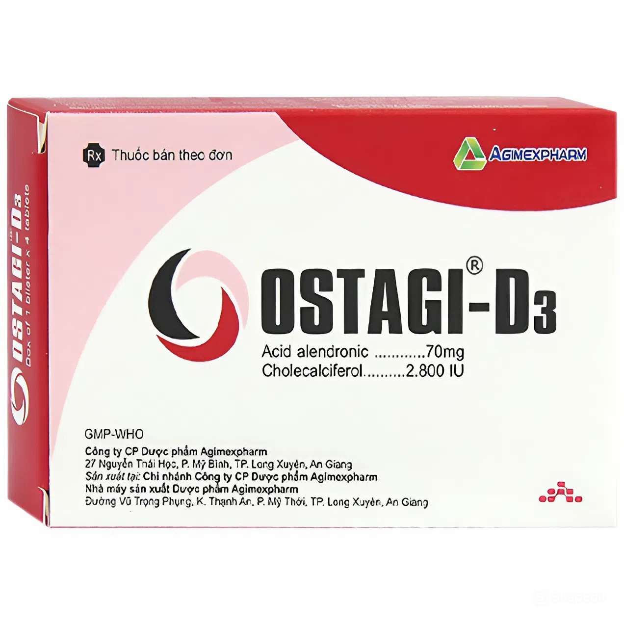 Thuốc Ostagi-D3 Agimexpharm điều trị loãng xương (hộp 1 vỉ x 4 viên)