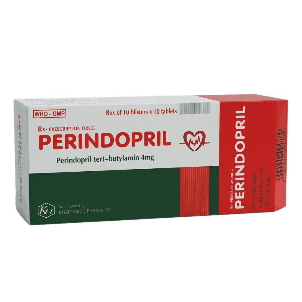 Thuốc Perindopril 4mg Khapharco điều trị tăng huyết áp, suy tim (hộp 10 vỉ x 10 viên)