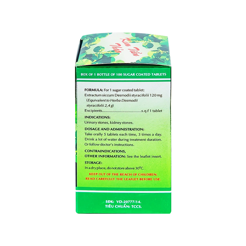 Viên bao đường Kim Tiền Thảo OPC trị sỏi đường tiết niệu, sỏi thận (hộp 1 chai x 100 viên)