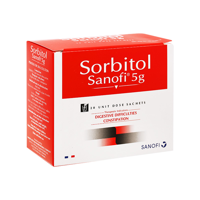 Thuốc bột Sorbitol Sanofi điều trị triệu chứng táo bón (hộp 20 gói x 5g)