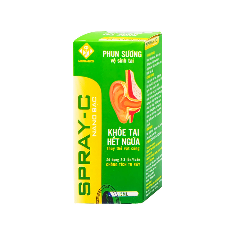 Phun sương Spray-C Nano Bạc  vệ sinh ta (hộp 1 chai x 15ml)