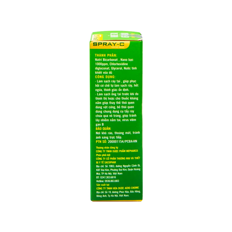 Phun sương Spray-C Nano Bạc  vệ sinh ta (hộp 1 chai x 15ml)