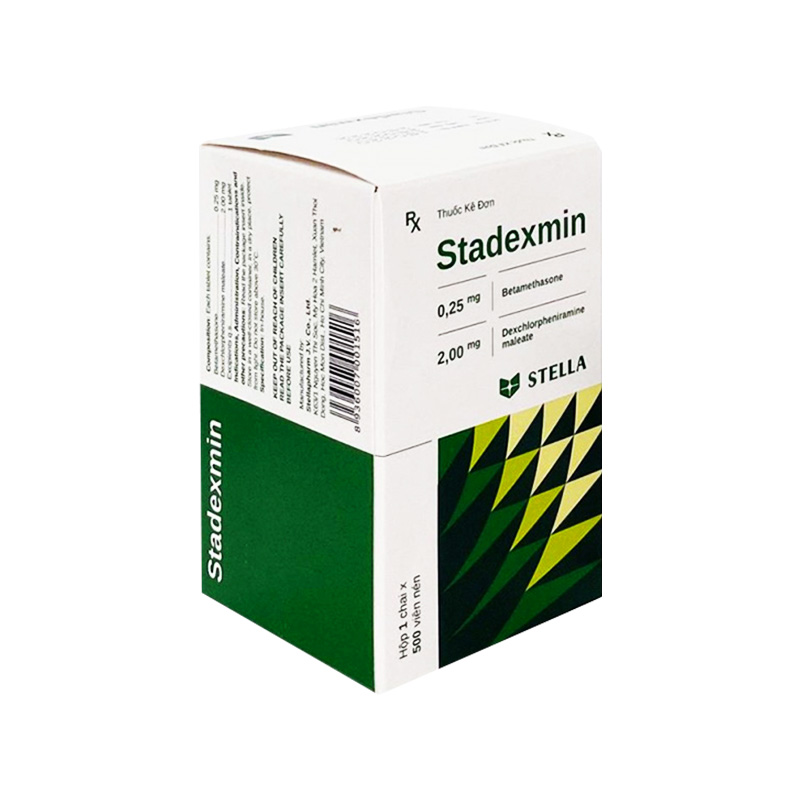 Thuốc Stadexmin điều trị các triệu chứng ở đường hô hấp, dị ứng da và mắt (chai 500 viên)