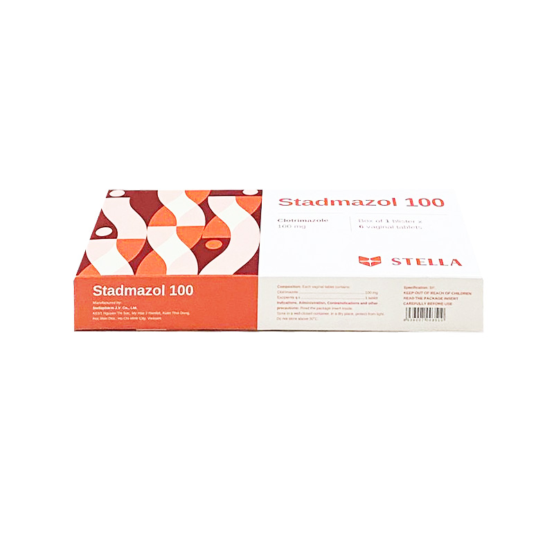 Viên đặt âm đạo Stadmazol 100 điều trị viêm âm đạo (hộp 1 vỉ x 6 viên)