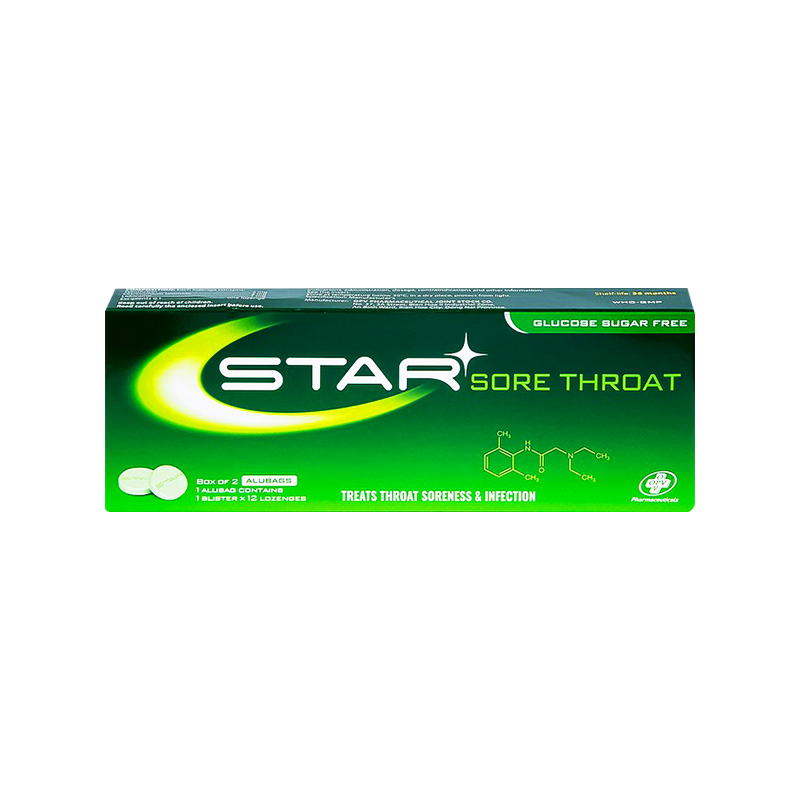 Viên ngậm Star Sore Throat kháng khuẩn, giảm đau họng (hộp 2 vỉ x 12 viên)