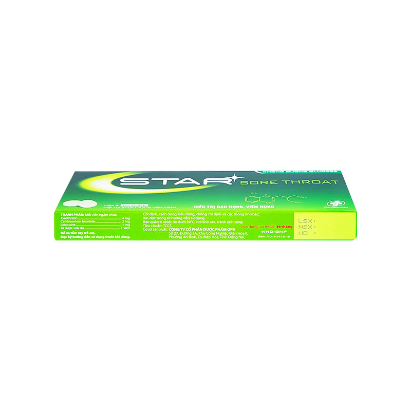 Viên ngậm Star Sore Throat kháng khuẩn, giảm đau họng (hộp 2 vỉ x 12 viên)