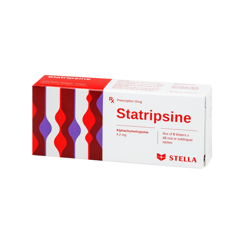 Thuốc Statripsine 4,2mg điều trị phù nề sau chấn thương (hộp 5 vỉ x 10 viên)