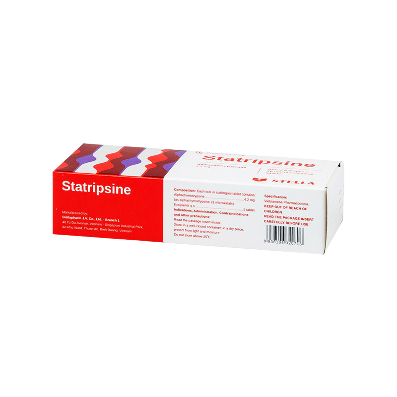 Thuốc Statripsine 4,2mg điều trị phù nề sau chấn thương (hộp 5 vỉ x 10 viên)
