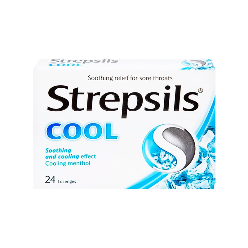 Viên ngậm Strepsils Cool kháng khuẩn, giảm đau họng (hộp 2 vỉ x 12 viên)