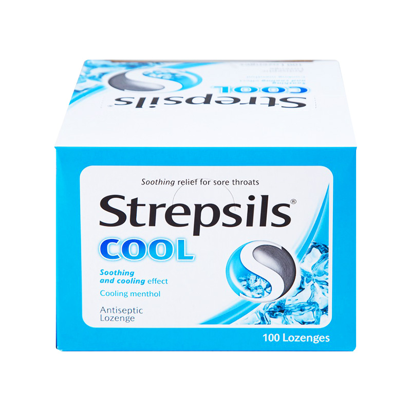 Viên ngậm Strepsils Cool kháng khuẩn, giảm đau họng (hộp 50 gói x 2 viên)