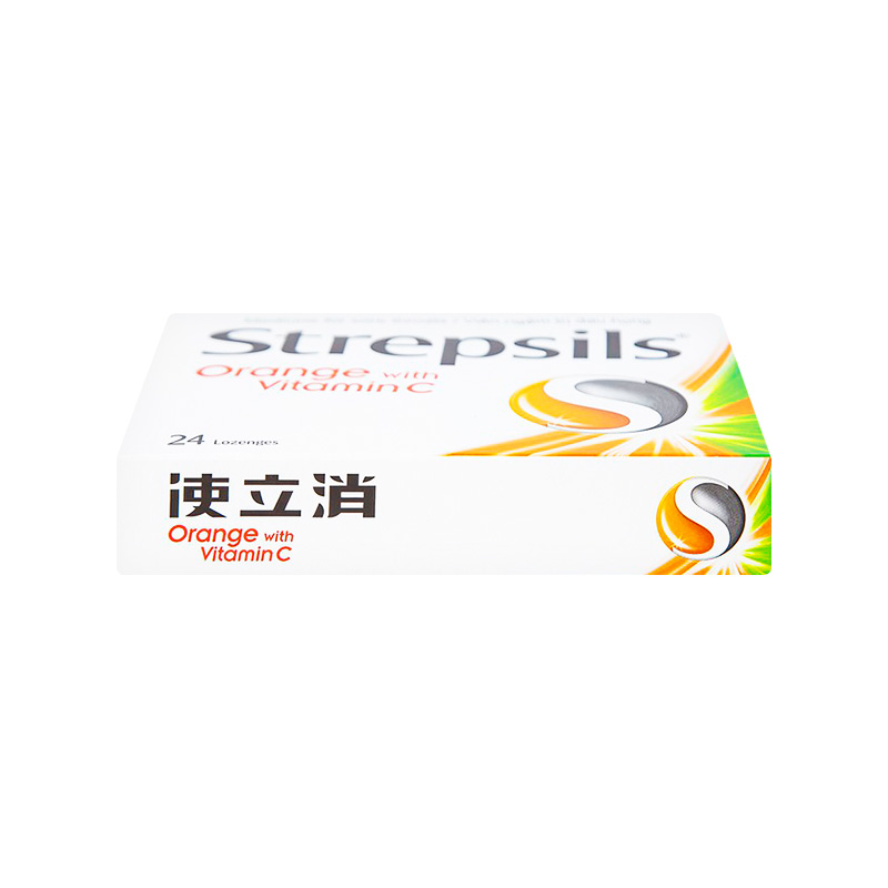Viên ngậm Strepsils Orange with Vitamin C điều trị đau họng (hộp 2 vỉ x 12 viên)