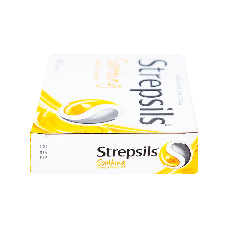 Viên ngậm Strepsils Soothing mật ong & chanh kháng khuẩn, giảm đau họng (hộp 2 vỉ x 12 viên)