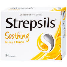 Viên ngậm Strepsils Soothing mật ong & chanh kháng khuẩn, giảm đau họng (hộp 2 vỉ x 12 viên)