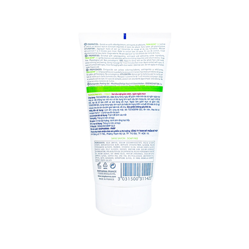 Gel rửa mặt Isis Teen Derm giảm nhờn và ngăn ngừa mụn (tuýp x 150ml)