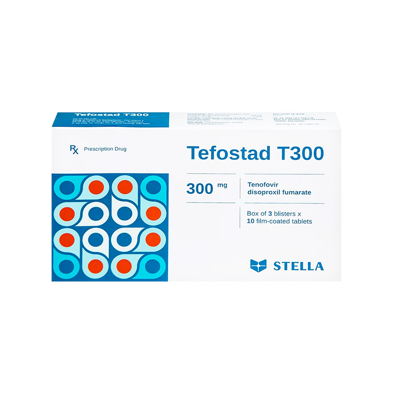 Thuốc Tefostad T300 điều trị và dự phòng nhiễm HIV, viêm gan B (hộp 3 vỉ x 10 viên)