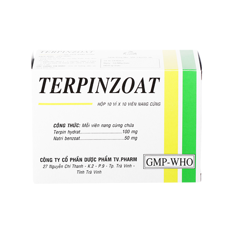 Thuốc Terpinzoat làm loãng đờm và hỗ trợ điều trị các triệu chứng ho (hộp 10 vỉ x 10 viên)