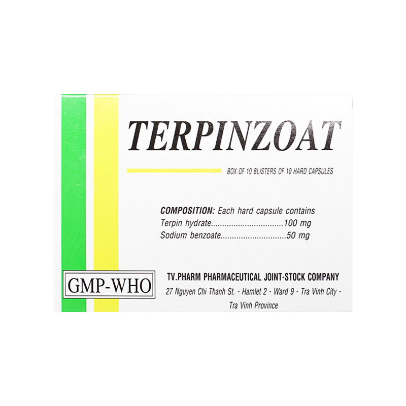 Thuốc Terpinzoat làm loãng đờm và hỗ trợ điều trị các triệu chứng ho (hộp 10 vỉ x 10 viên)