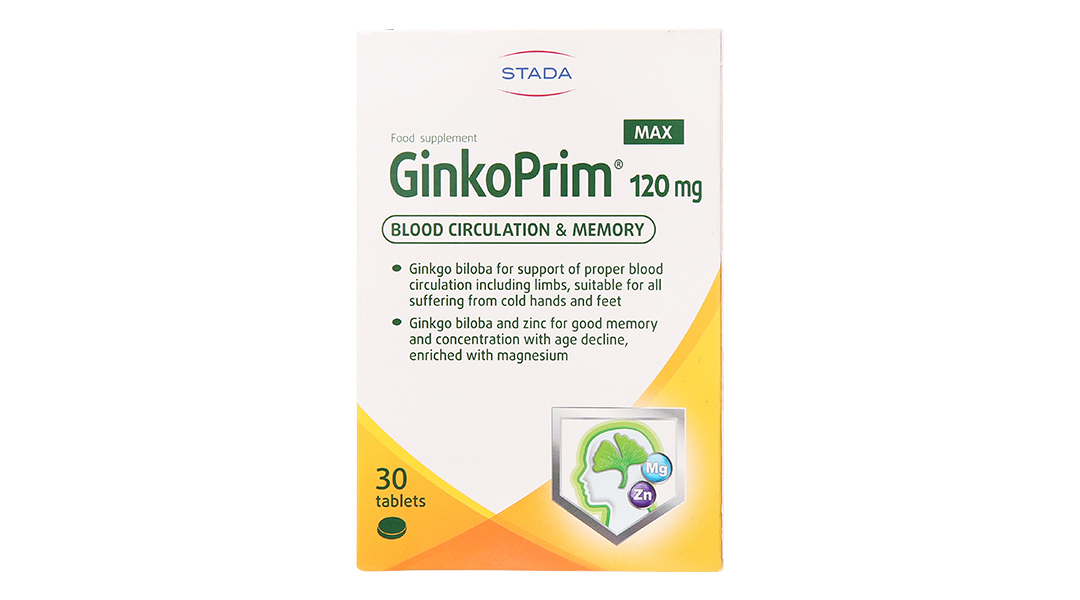 Thực phẩm bảo vệ sức khỏe Ginkoprim 120Mg Max Stada (hộp 30 viên)