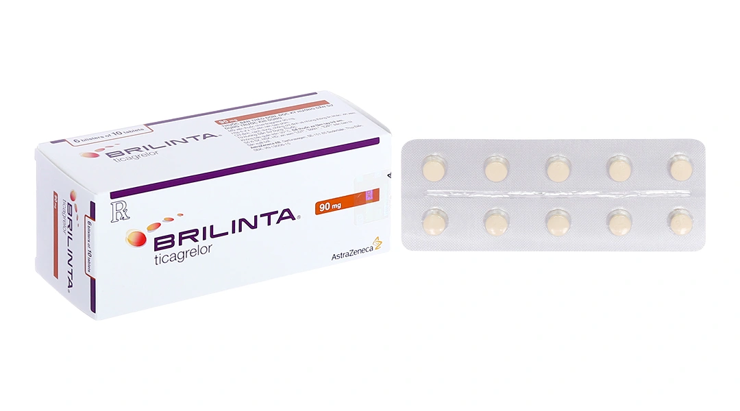 Thuốc Brilinta 90mg phòng ngừa biến cố huyết khối (hộp 6 vỉ x 10 viên)