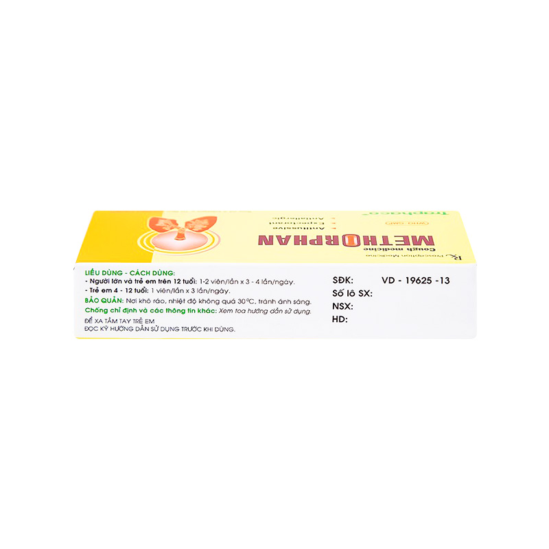 Thuốc ho Methorphan Traphaco điều trị ho khan, ho do dị ứng  (hộp 10 vỉ x 10 viên)