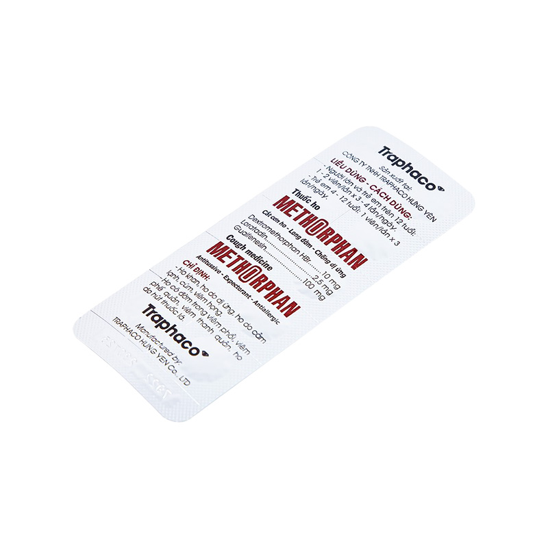 Thuốc ho Methorphan Traphaco điều trị ho khan, ho do dị ứng  (hộp 10 vỉ x 10 viên)
