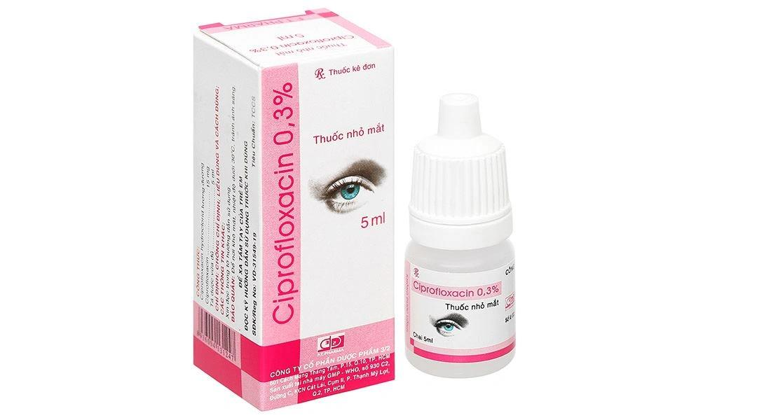 Thuốc Ciprofloxacin 0.3% F.T.Pharma điều trị loét giác mạc (hộp 1 chai x 5ml)