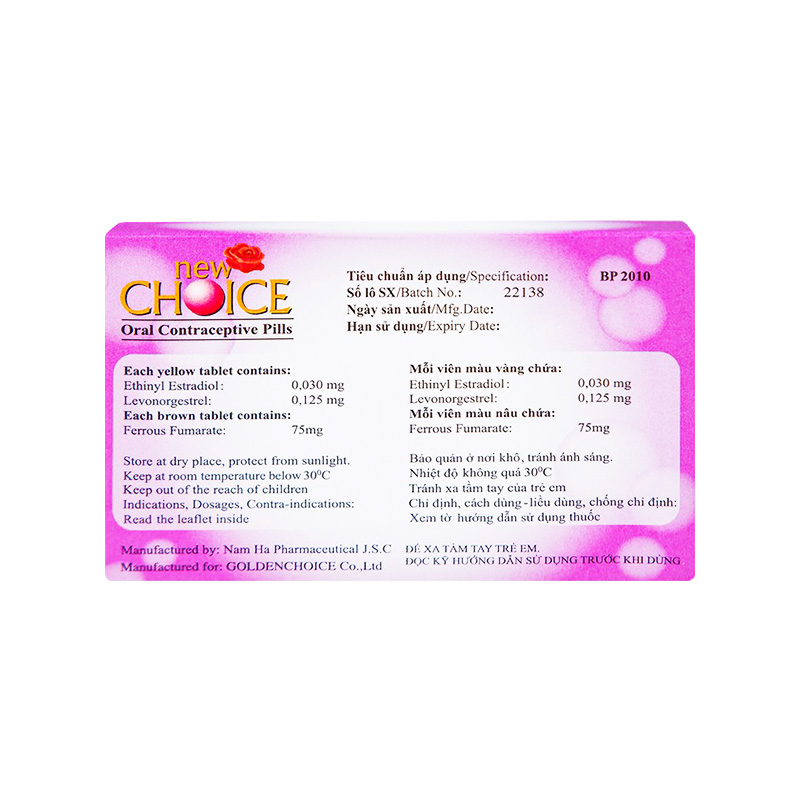 Thuốc tránh thai hàng ngày  Newchoice (hộp 1 vỉ x 28 viên)