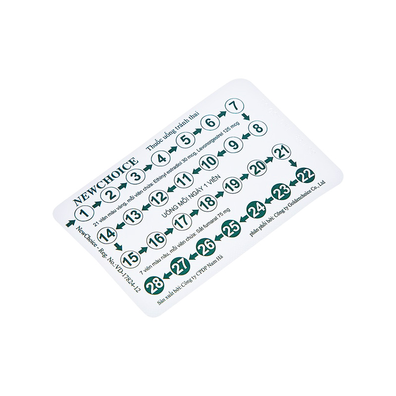 Thuốc tránh thai hàng ngày  Newchoice (hộp 1 vỉ x 28 viên)