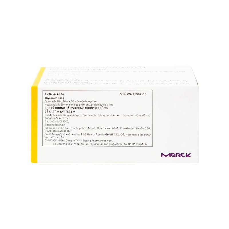 Thuốc Thyrozol 5mg điều trị cường giáp (hộp 10 vỉ x 10 viên)