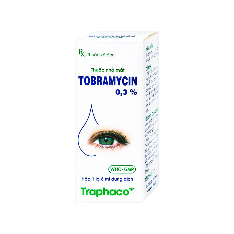 Thuốc nhỏ mắt Tobramycin 0,3% Traphaco điều trị nhiễm khuẩn mắt (hộp 1 chai x 6ml)