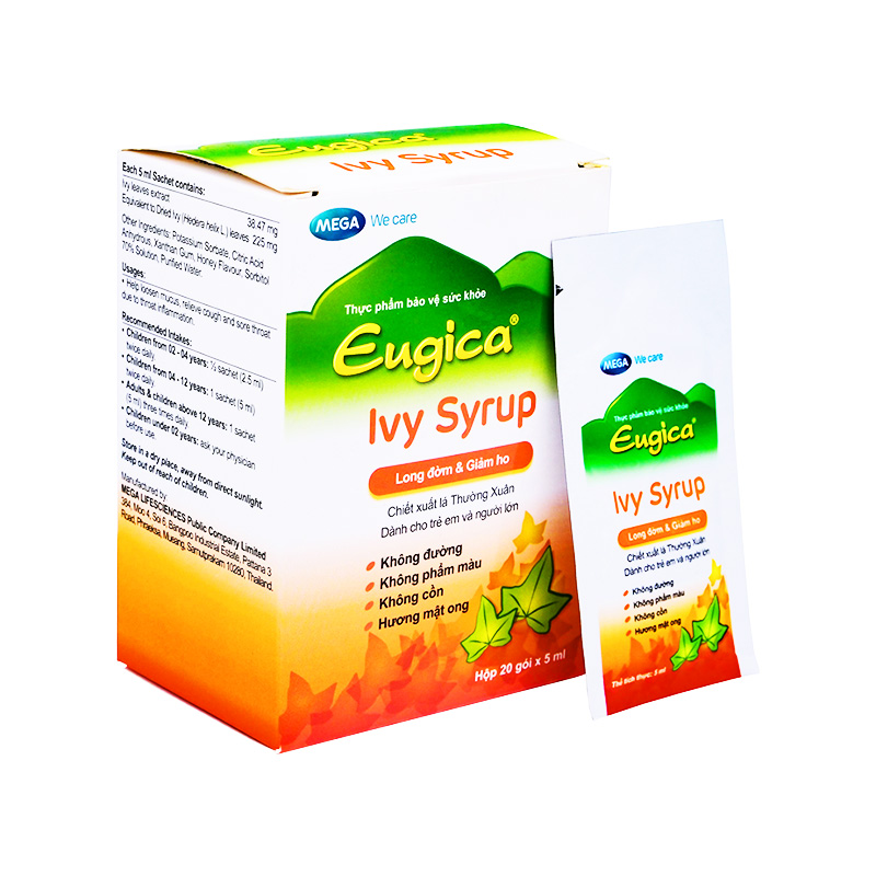 Eugica Ivy Syrup hỗ trợ giảm ho, giảm đờm (hộp 20 gói x 5ml)