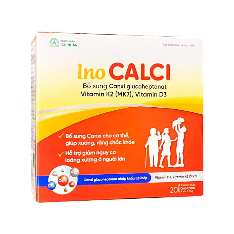 Thực phẩm bảo vệ sức khỏe Inocalci (hộp 4 vỉ x 5 ống)