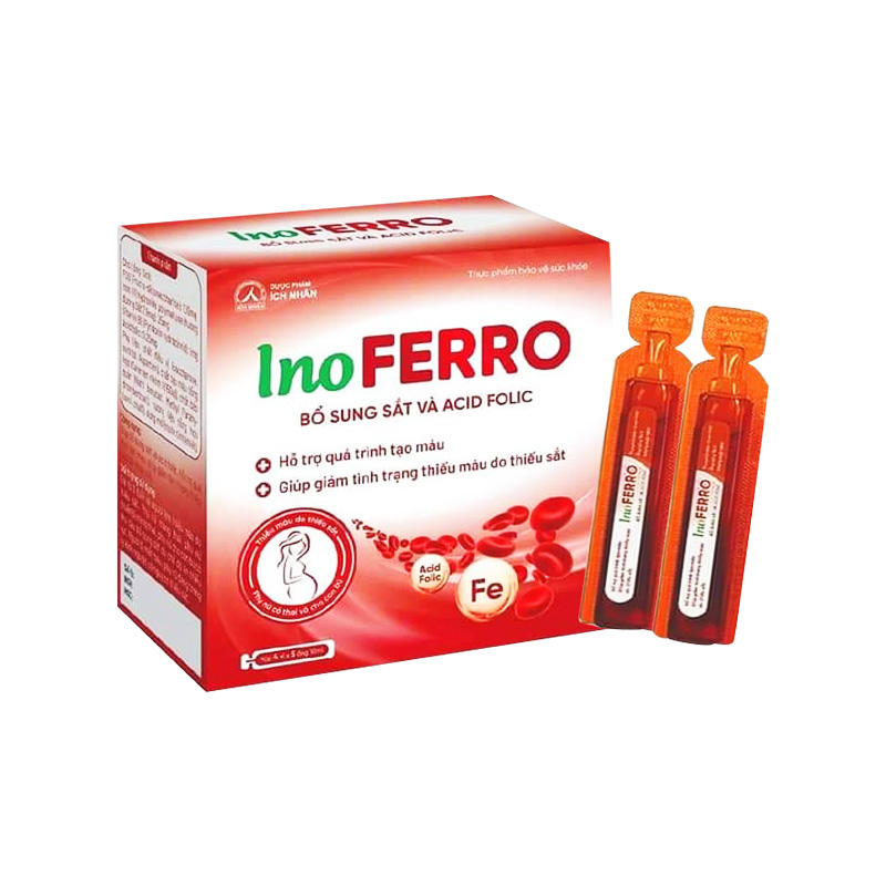 Siro InoFerro bổ sung sắt, hỗ trợ quá trình tạo máu (hộp 4 vỉ x 5 ống)