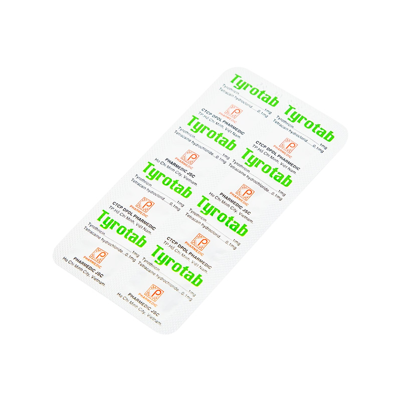 Viên ngậm Tyrotab sát khuẩn, điều trị viêm họng (hộp 10 vỉ x 8 viên)