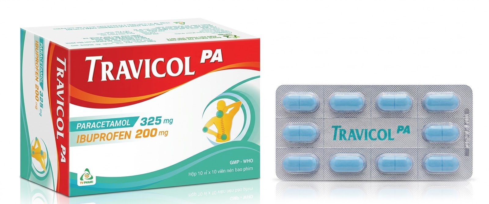 Thuốc Travicol PA điều trị cơn đau nhẹ đến trung bình (hộp 10 vỉ x 10 viên)