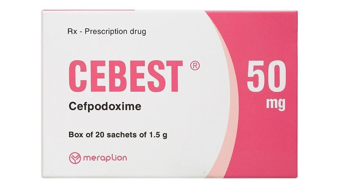 Cốm pha hỗn dịch Cebest 50mg điều trị các bệnh nhiễm khuẩn từ nhẹ đến trung bình (hộp 20 gói x 1.5g)