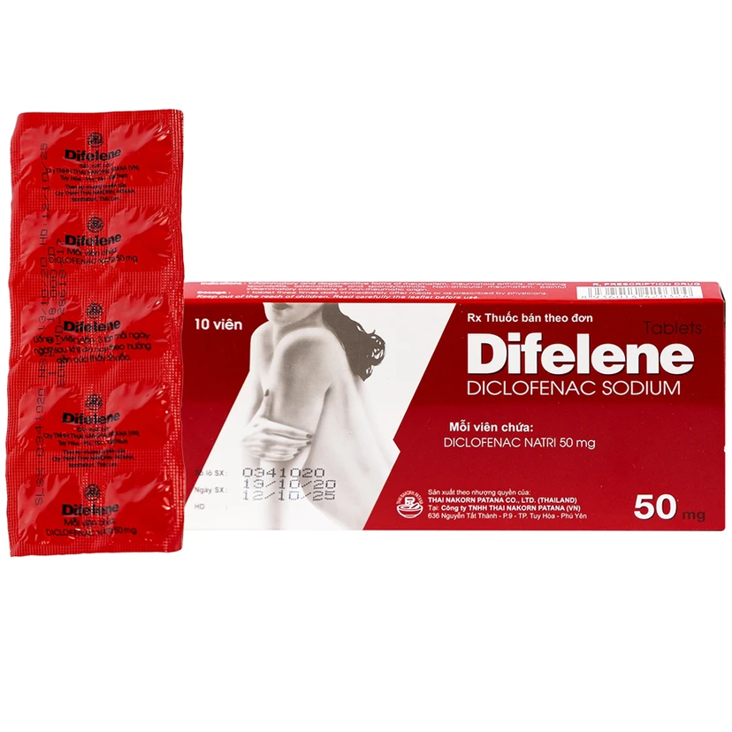 Thuốc Difelene điều trị viêm và các dạng thoái hoá khớp, thấp khớp (hộp 1 vỉ x 10 viên)