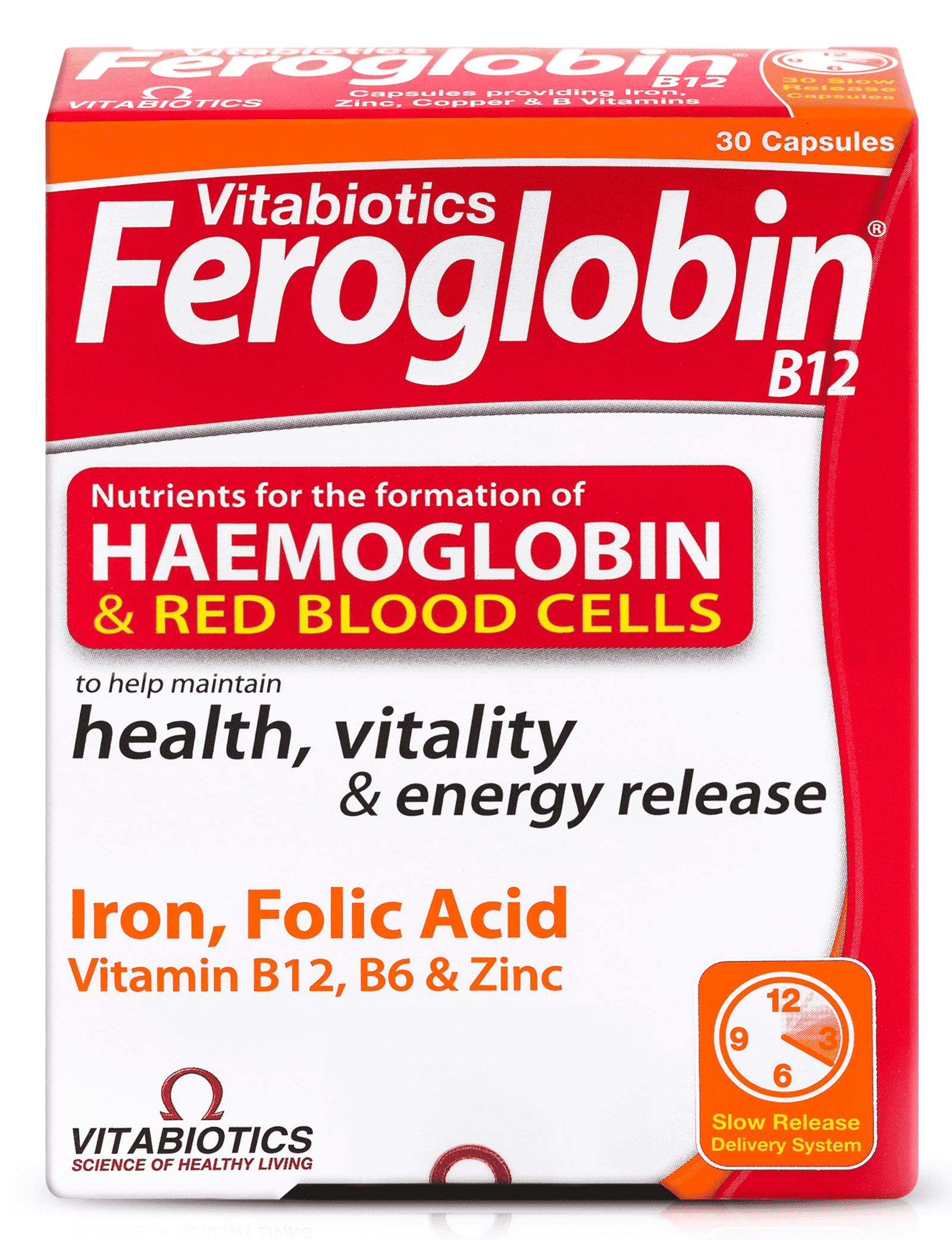 Viên uống hỗ trợ tăng khả năng tạo máu Vitabiotics Feroglobin B12 (hộp 30 viên)