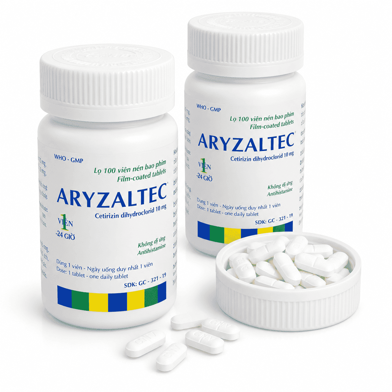 Thuốc Aryzaltec giảm các triệu chứng của mày đay mạn tính vô (lọ x 100 viên)